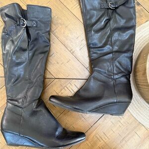 Nicole Black Tall Wedge Boots